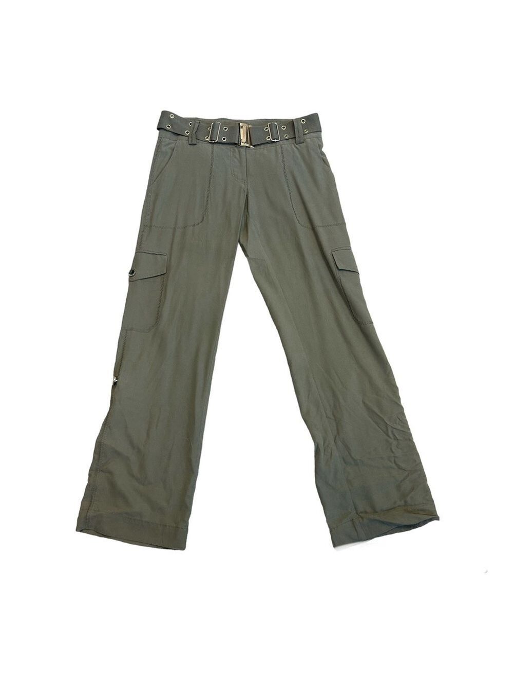 Guess by Marciano olive green cargo utility pants belted Sz 6